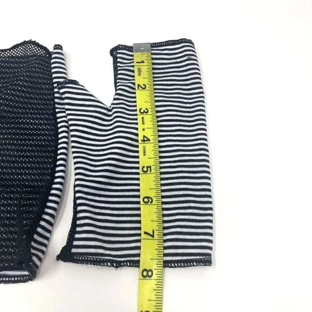 Fingerless Fashion Gloves Stripes Fishnet Accessory Costume Dance 80's  B8